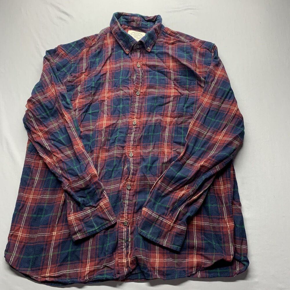 Vintage 80s 90s St Johns Bay Flannel Shirt XXL Heavy Cotton USA Made Blue/Red